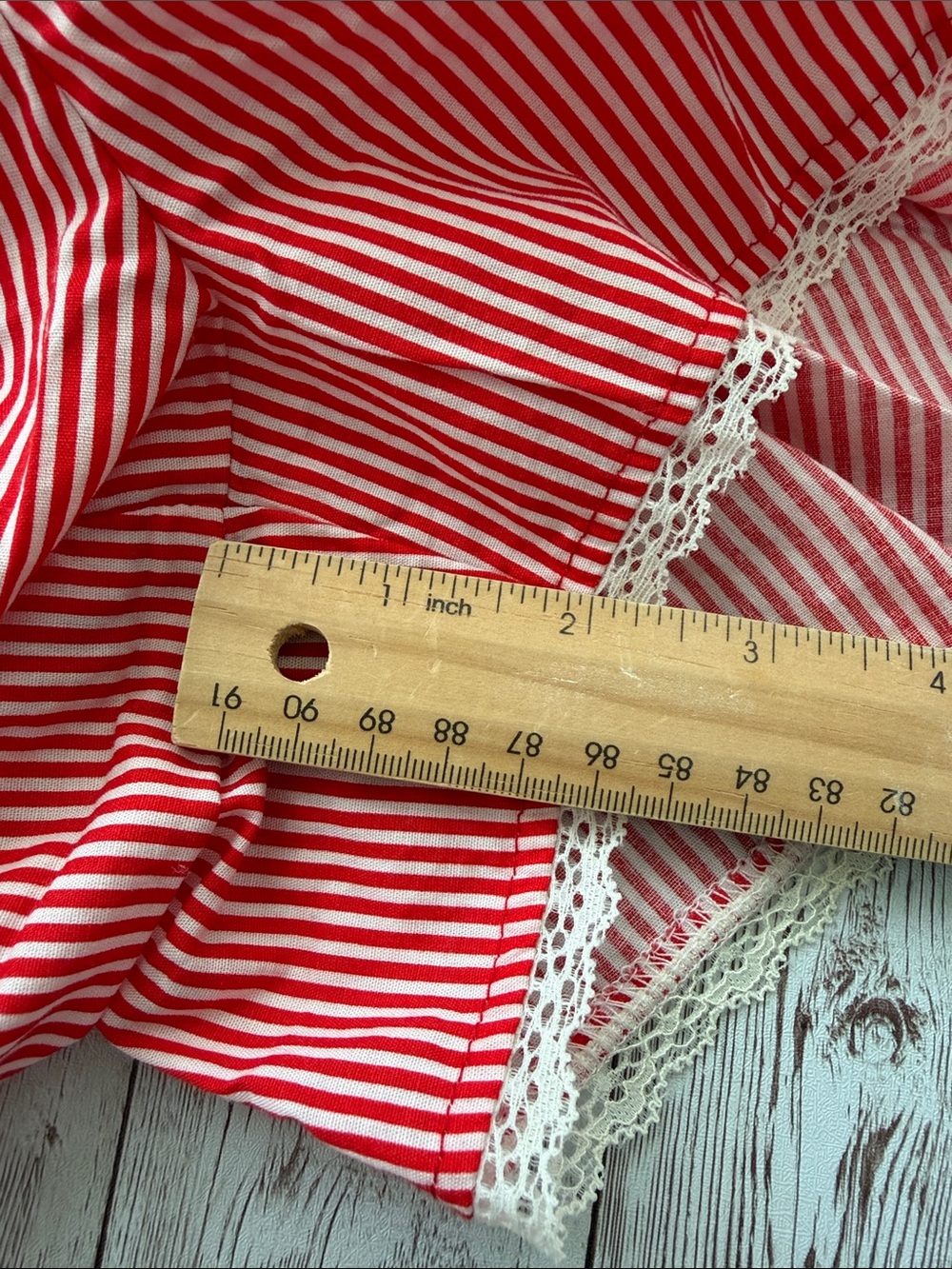 JT One Cherry Pajama Set Sweetness Overload sz Medium White Red Lace Striped - Picture 12 of 14